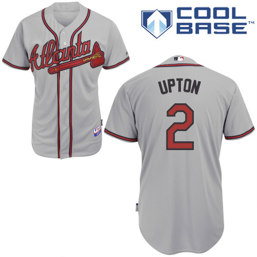 B-J Upton #2 Youth Baseball Jersey-Atlanta Braves Authentic Road Gray Cool Base MLB Jersey